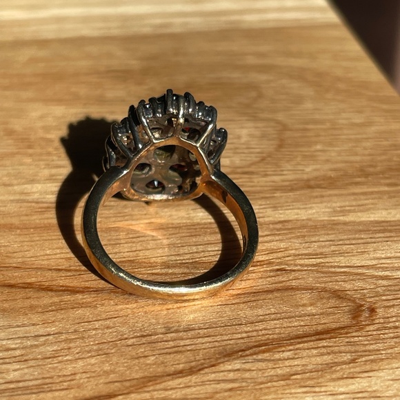 Garnet Ring & Bracelet Set - Vintage 1990's - Sterling Silver Washed Gold Sz 8 - Picture 4 of 12